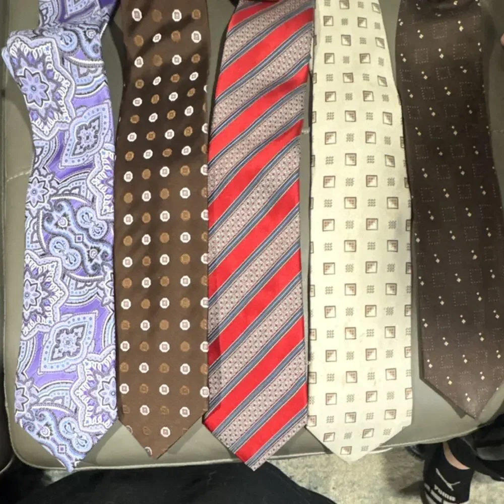 Ermenegildo Zegna 100% Silk Tie Lot of 5 Made in Italy Designer Neckties